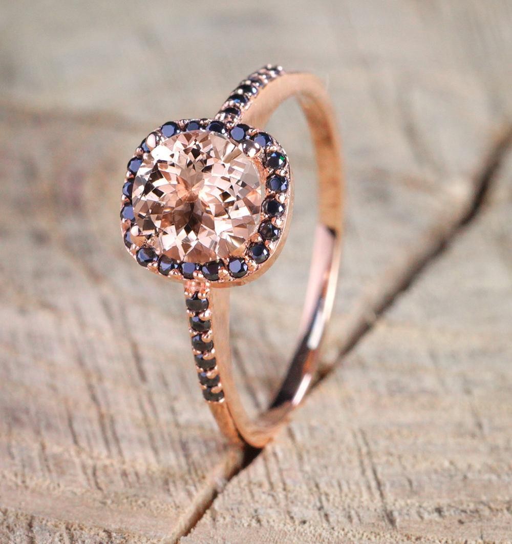 Morganite and black diamond engagement ring discount