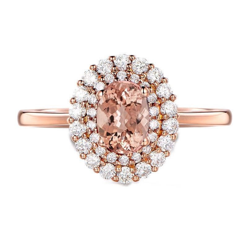 Limited Time Sale Double Halo 1.50 carat Morganite and Diamond ...