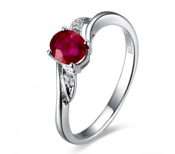 Ruby and Diamond Engagement Ring on 10k White Gold