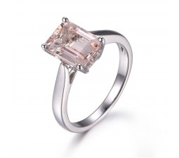 Bestselling Morganite Engagement Ring on Sale: 1 Carat Morganite Solitaire Engagement Ring in 10k White Gold