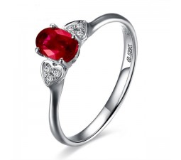 Ruby and Diamond Engagement Ring on 10k White Gold