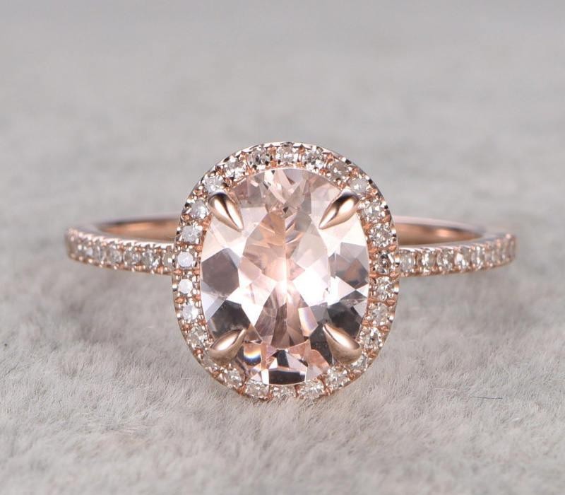 Limited Time Sale: 1.25 Carat Peach Pink Morganite and Diamond ...