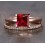 Limited Time Sale: 1.25 Carat Red Ruby (princess cut Ruby) and Diamond Engagement Bridal Wedding Ring Set in 10k Rose Gold