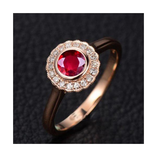 Buy 18k Gold Ruby Engagement Ring/halo Ruby Gold Ring Diamond/dainty Ruby  Ring/natural Untreated Ruby Ring/ruby Ring 4 Women/ruby Ring Antique Online  in India - Etsy
