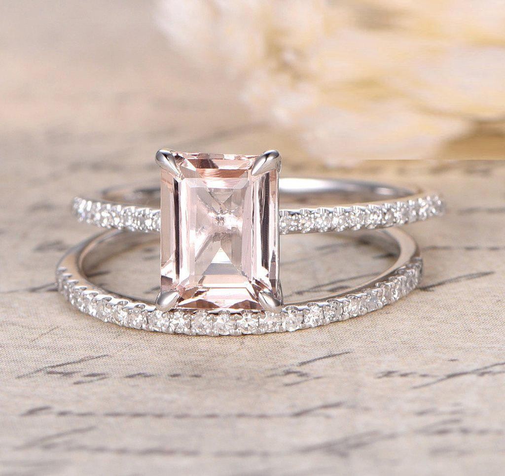 Sale: 1.50 Carat Peach Pink Morganite (emerald cut Morganite) and ...