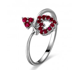 Heart Shape Ruby Engagement Ring on 10k White Gold