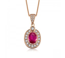Exquisite Ruby and Diamond Pendant on 18k Rose Gold