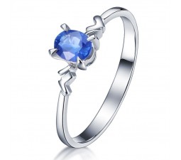 Sapphire Solitaire Engagement Ring on 10k White Gold
