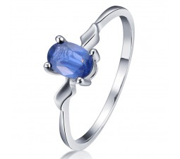 Sapphire Solitaire Engagement Ring on 10k White Gold