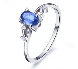 Sapphire and Diamond Engagement Ring on 10k White Gold