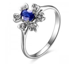 Sapphire and Diamond Engagement Ring on 18k White Gold