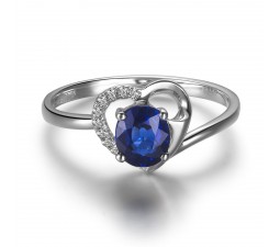 Heart Shape Sapphire and Diamond Engagement Ring