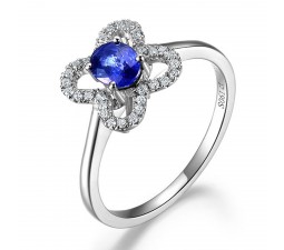 Flower Shape Sapphire and Diamond Engagement Ring