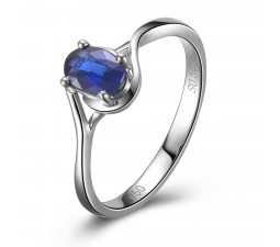 Solitaire Sapphire Engagement Ring on 10k White Gold